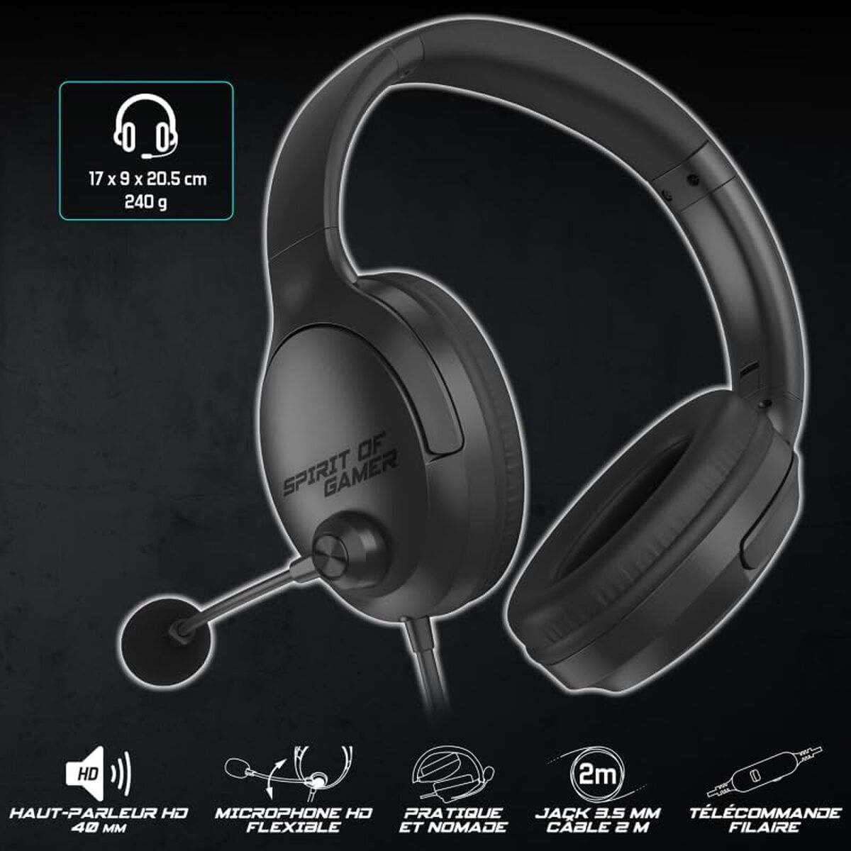 Bild von Headphones with Microphone Spirit of Gamer Pro H4 Black