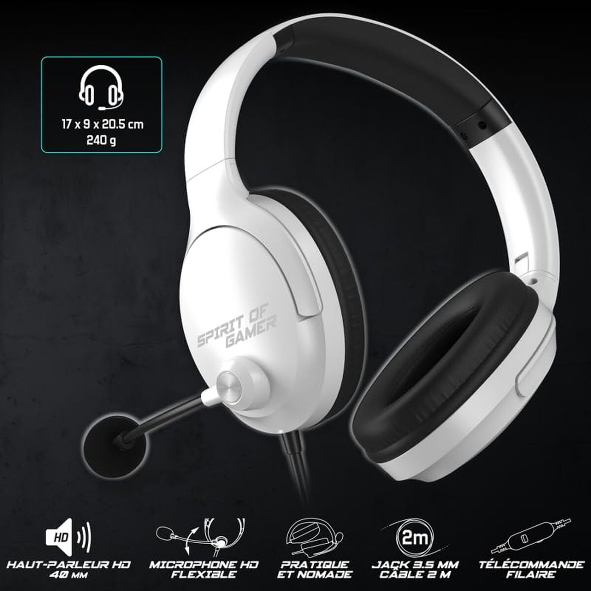 Bild von Headphones with Microphone Spirit of Gamer Pro H4 White