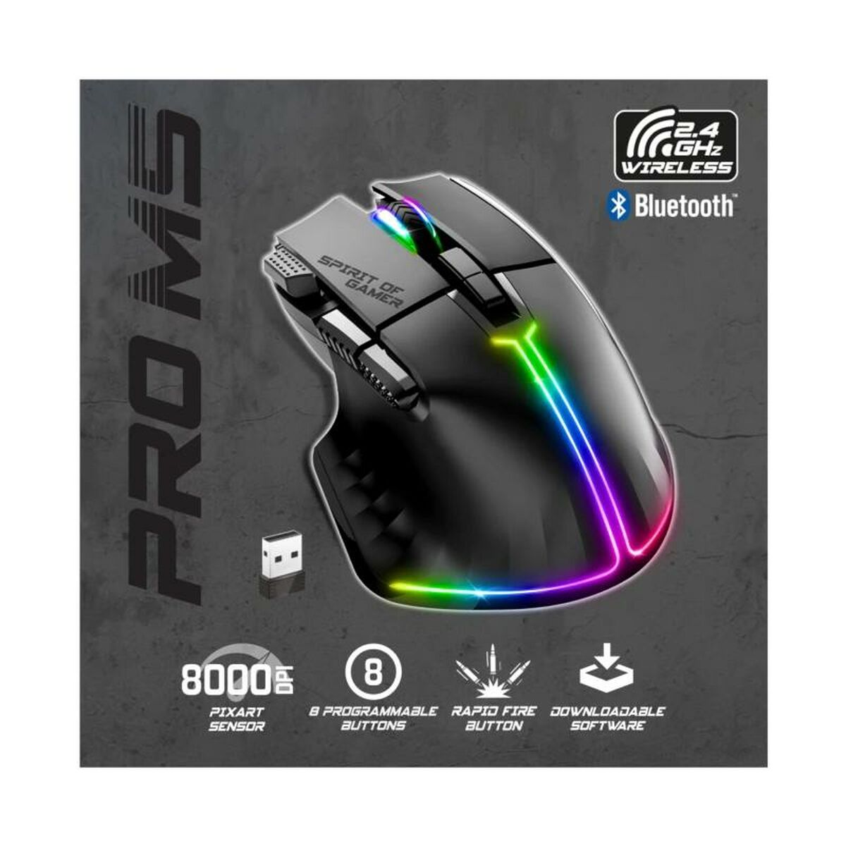 Afbeeldingen van Wireless Mouse Spirit of Gamer Pro M5 Black 8000 dpi