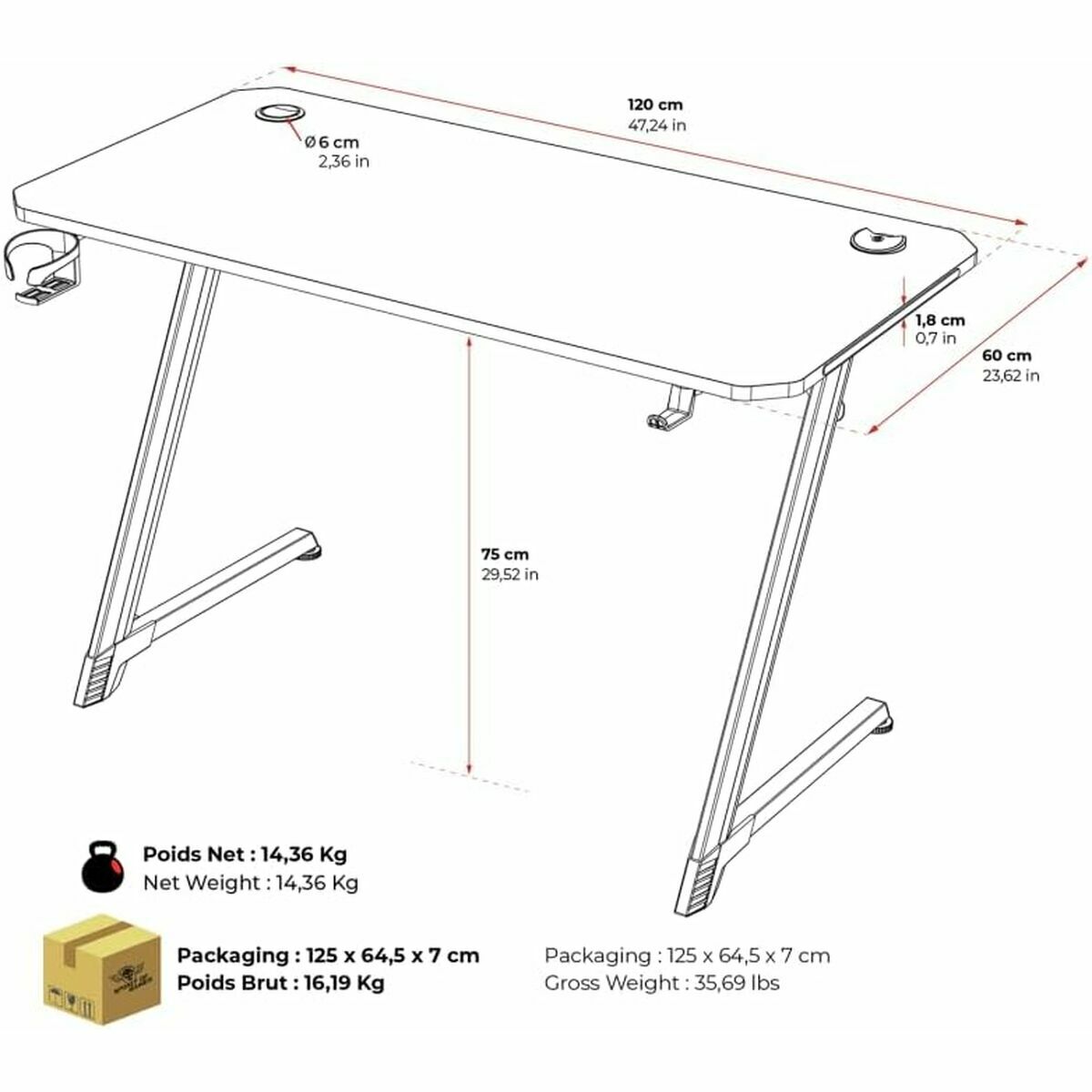 Afbeeldingen van Desk Gaming Spirit of Gamer Headquarter 250 Black
