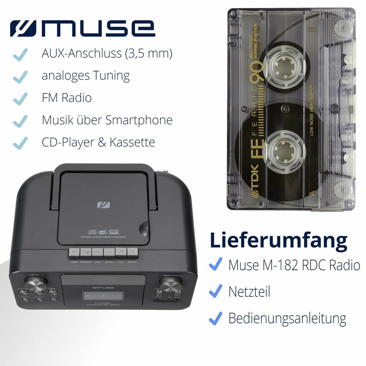 Afbeeldingen van Radio cassette Muse M182RDC