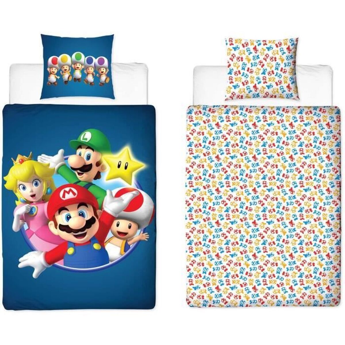 Dekbedovertrek set Mario Bros 25 x 4 x 30 cm Blauw Bed van 140 2 Onderdelen