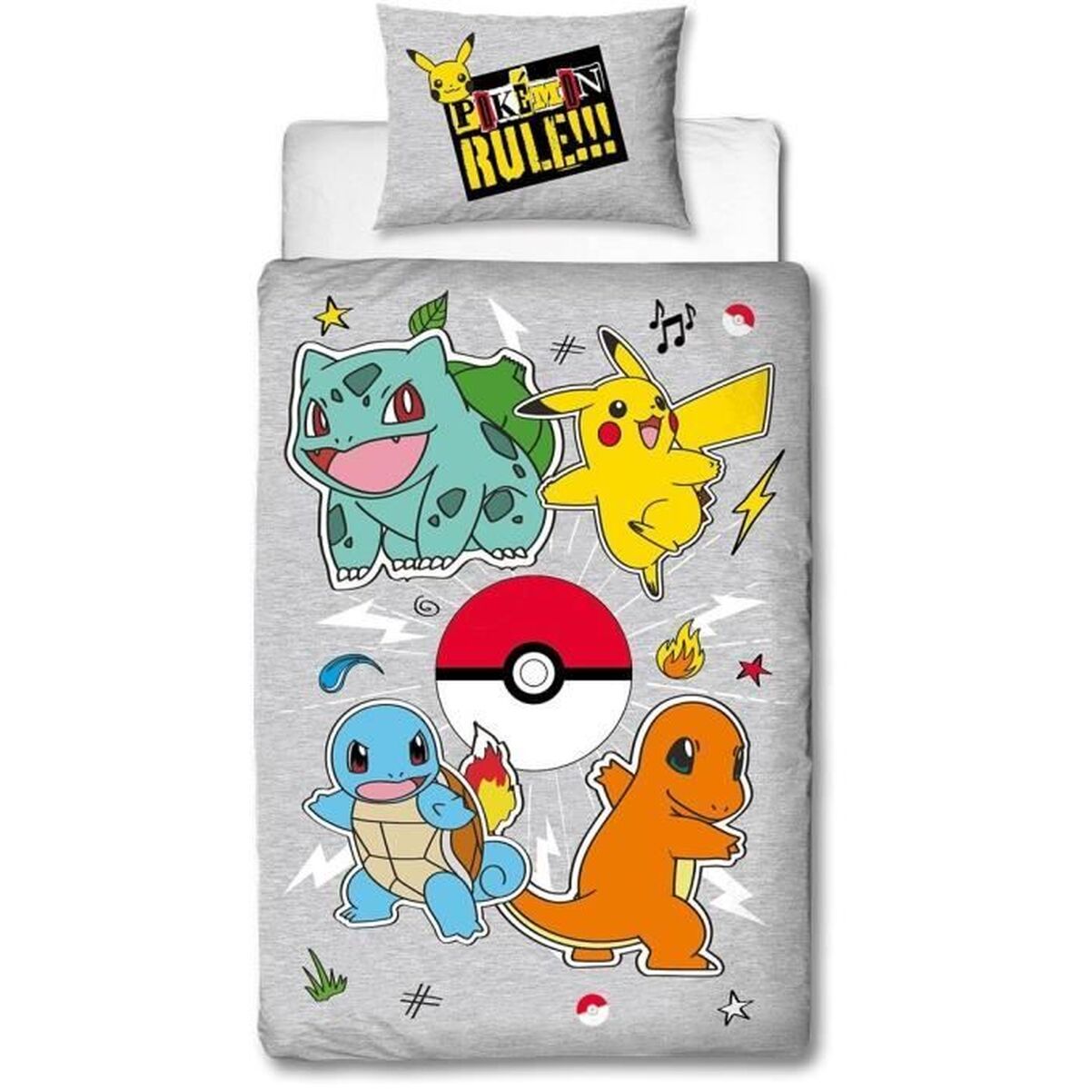Dekbedovertrek set Pokémon Grijs Bed van 140 2 Onderdelen