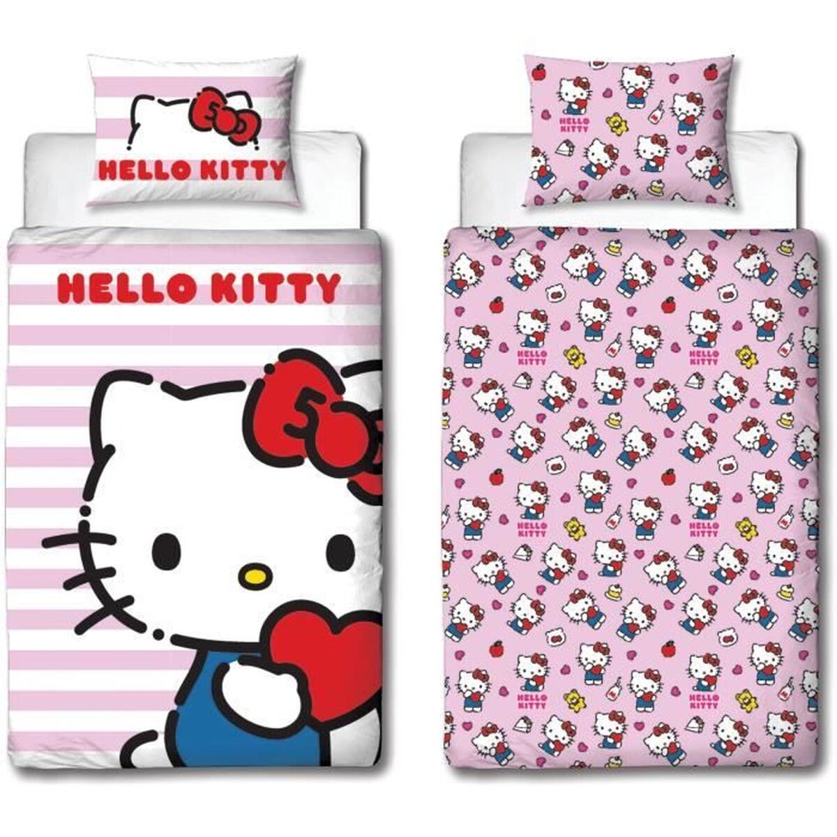 Dekbedovertrek set Hello Kitty 25 x 5 x 30 cm Roze Bed van 140 2 Onderdelen