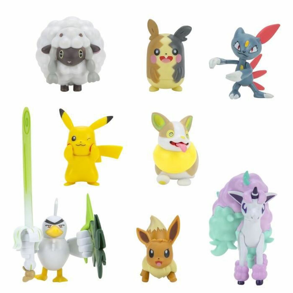 Figurine d’action Pokémon Pikachu, Eevee, Ponyta Alola, Sirfetch'd, Morpeko, Sneasel,  Wooloo &  Yamper