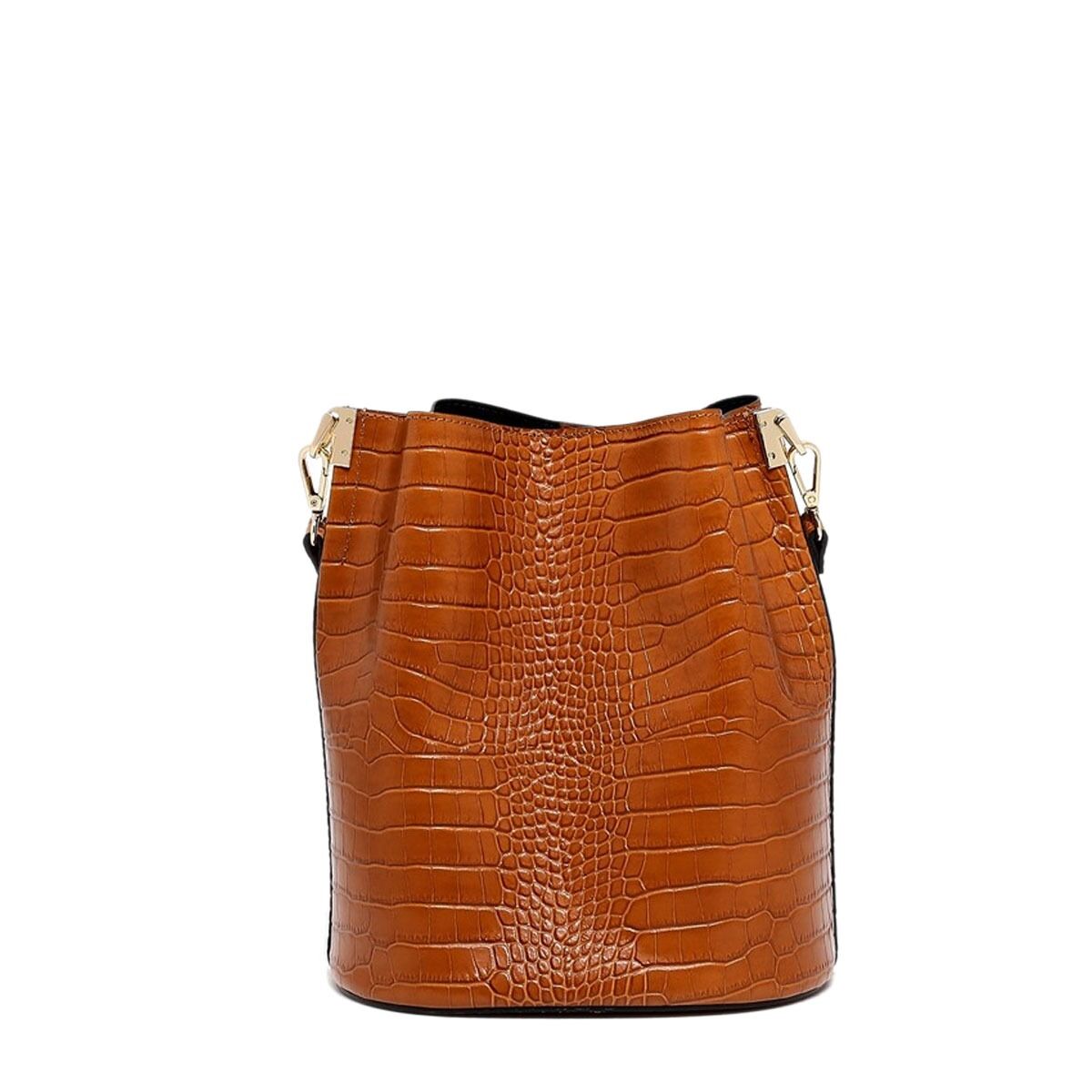Handtas Maison Heritage BRUNA-CROCO-CAMEL