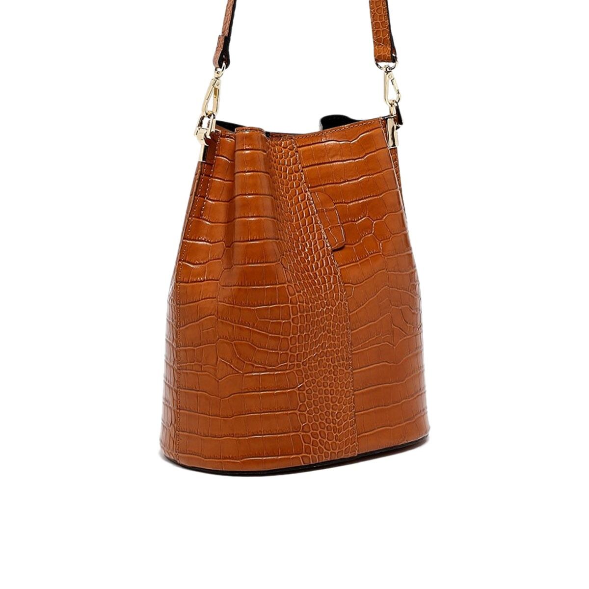Handtas Maison Heritage BRUNA-CROCO-CAMEL