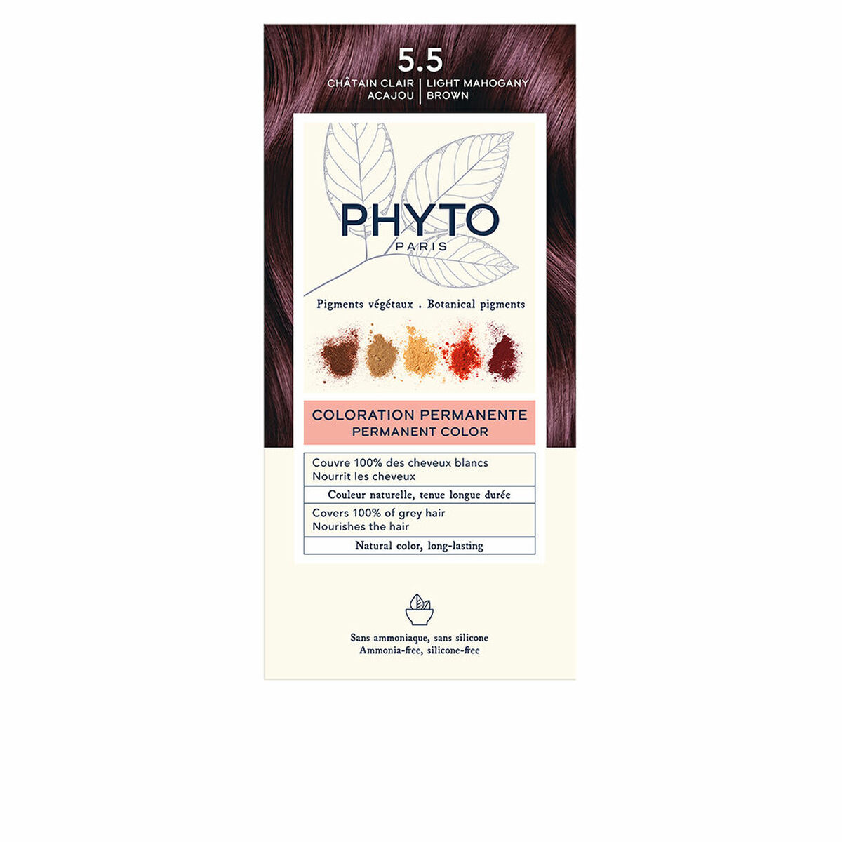 Μόνιμος Χρωματισμός Phyto Paris PHYTOCOLOR #5.5-Castaño Claro Caoba