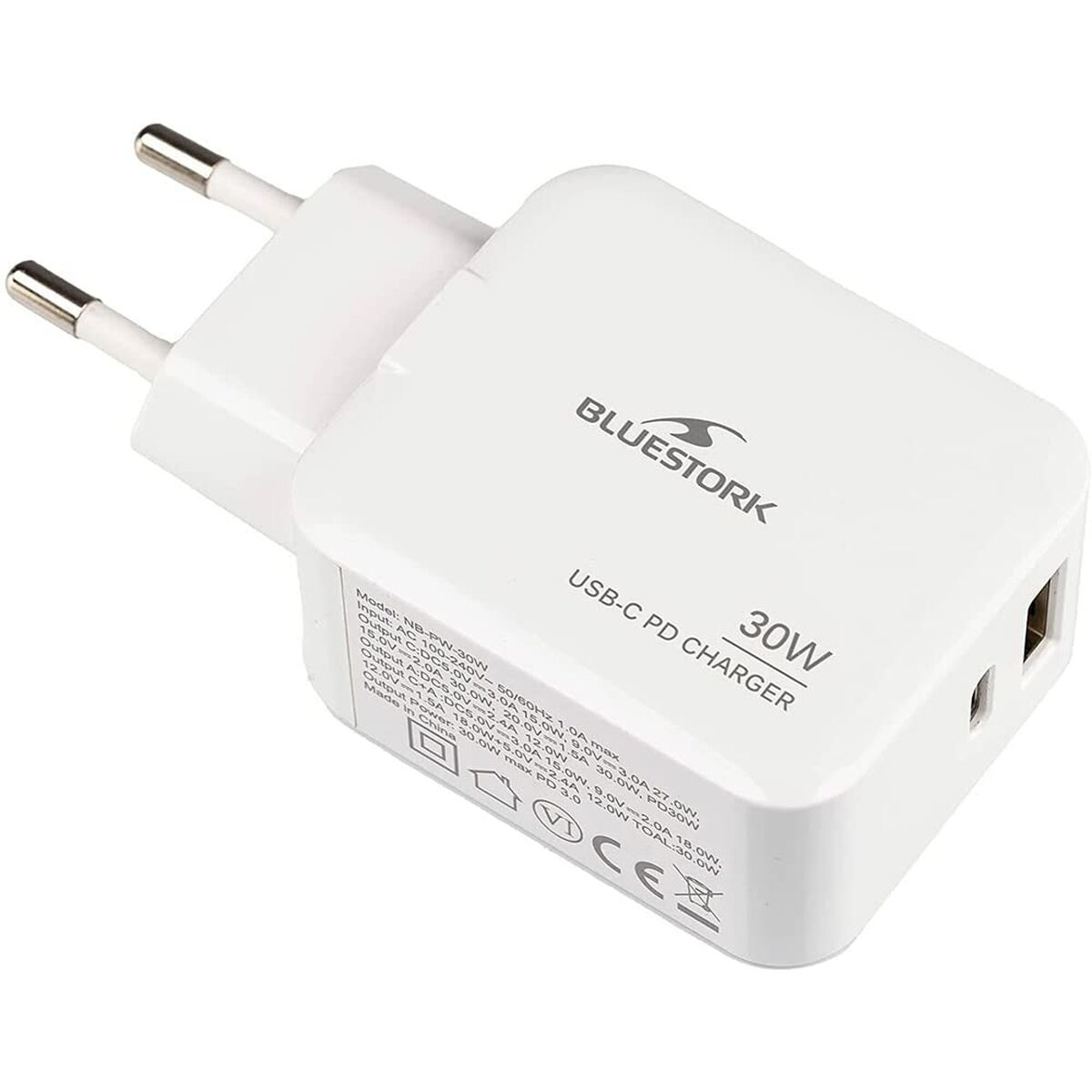 Afbeeldingen van Wall Charger Bluestork PW-NB-30-C-A White