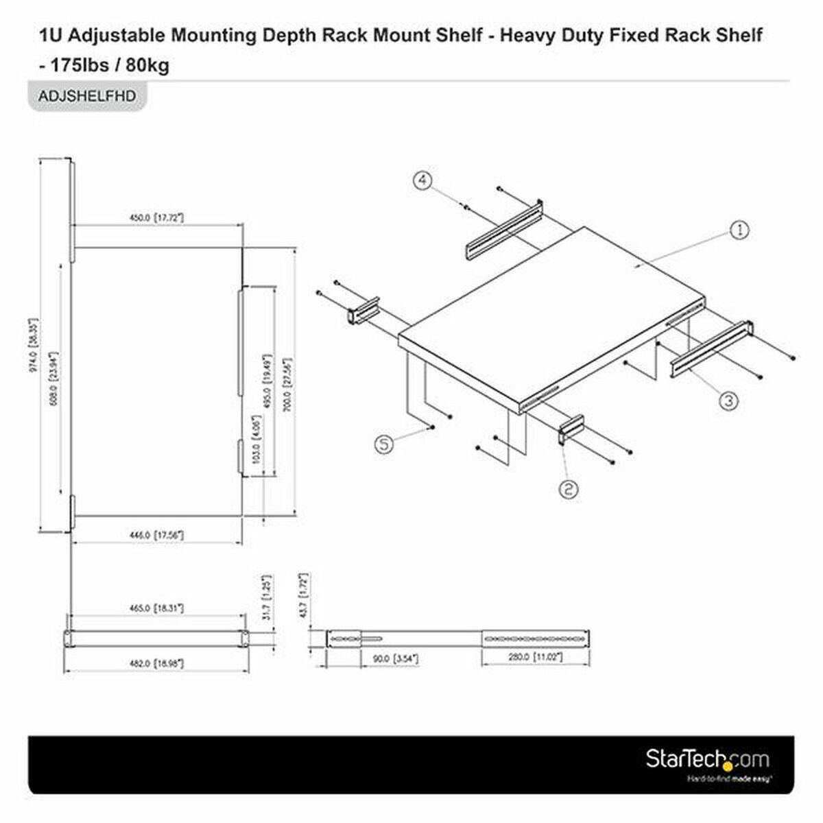Afbeeldingen van Fixed Tray for Rack Cabinet Startech ADJSHELFHD 