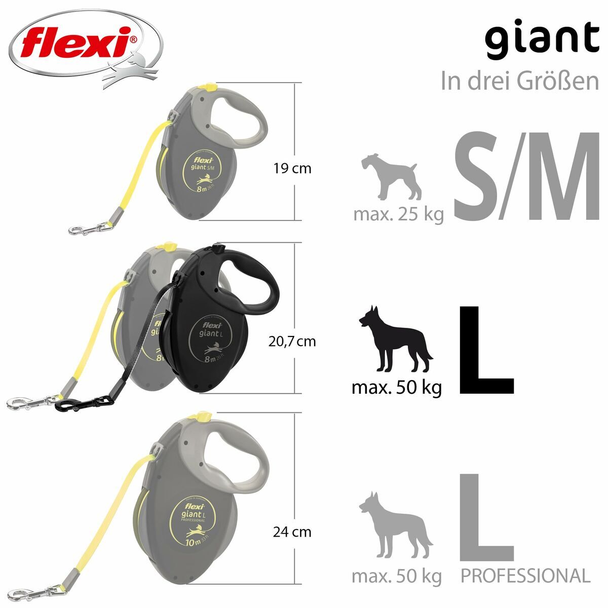 Hondenriem Flexi Zwart L