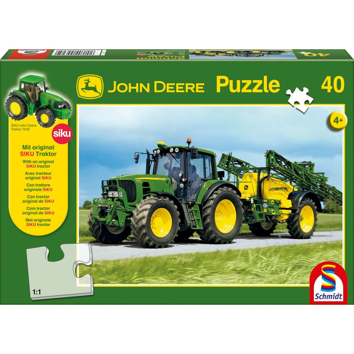 Puzzle Enfant Schmidt Spiele John Deere: Traktor 6630 mit Feldspritze Tracteur + 4 Ans 40 Pièces
