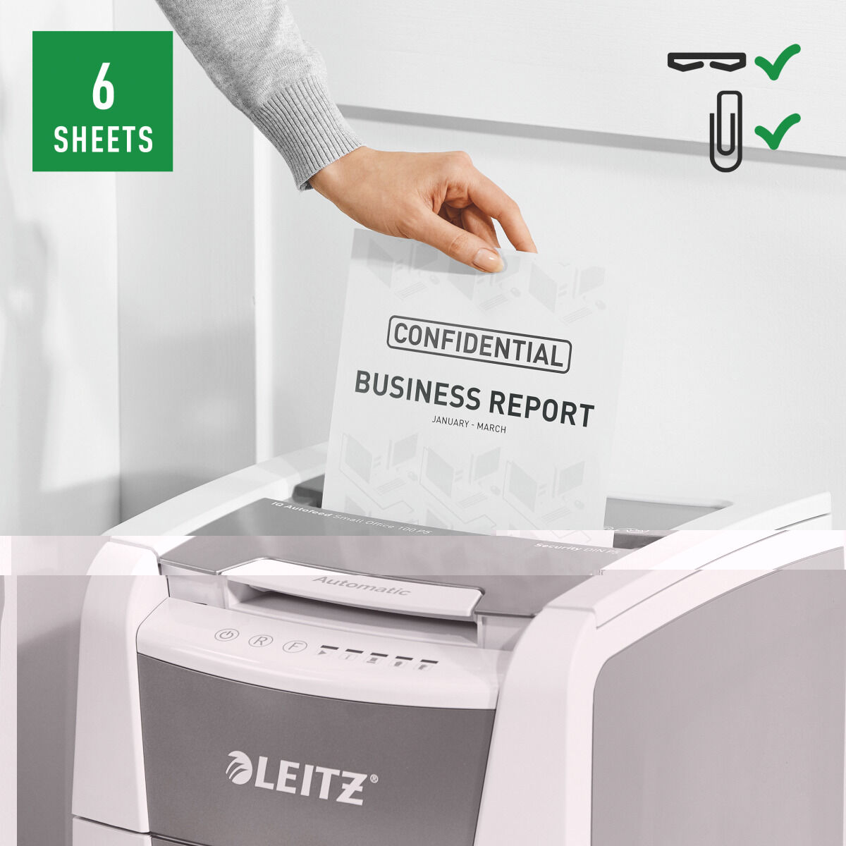 Afbeeldingen van Micro-Cut Paper Shredder Leitz IQ 100 Autofeed