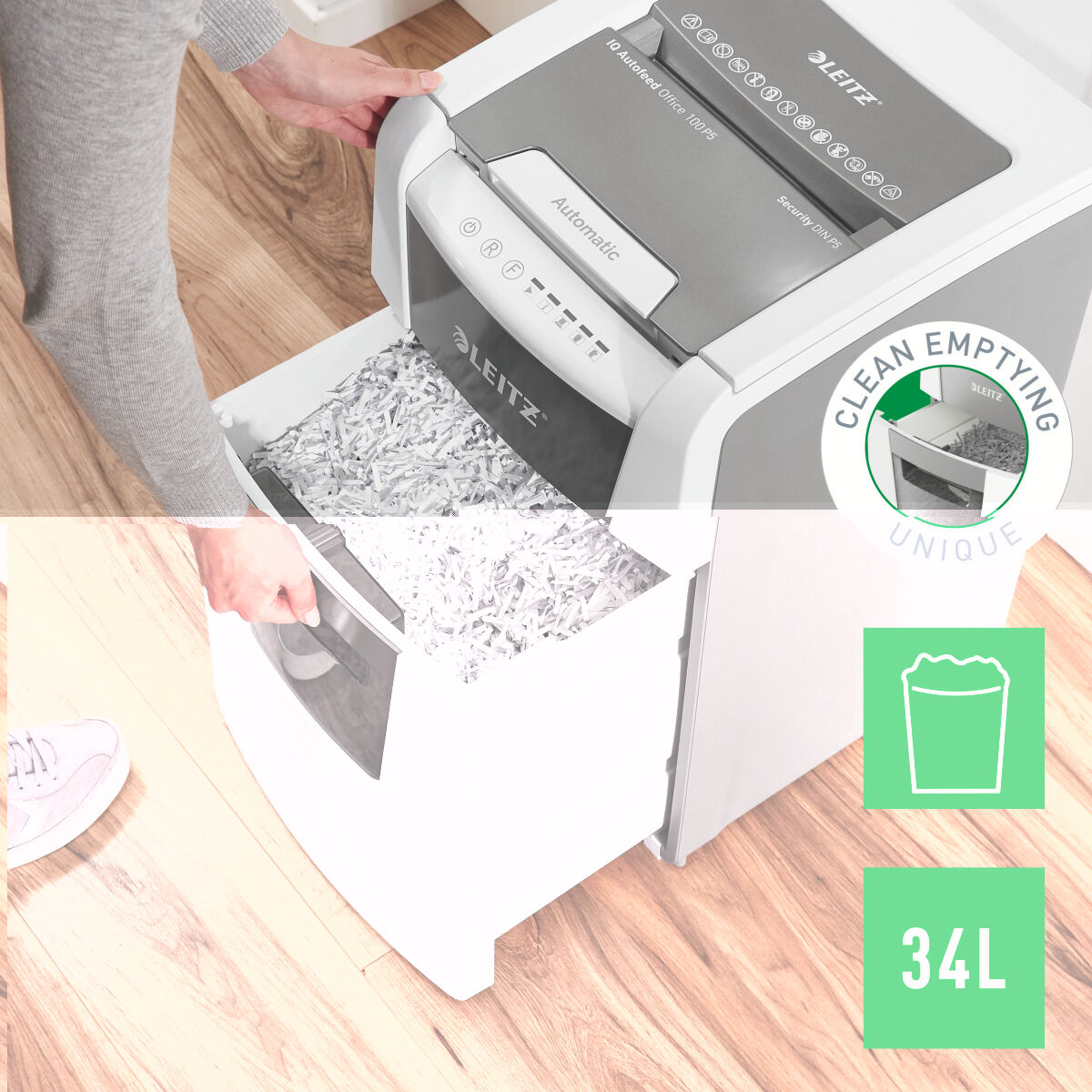 Afbeeldingen van Micro-Cut Paper Shredder Leitz IQ 100 Autofeed