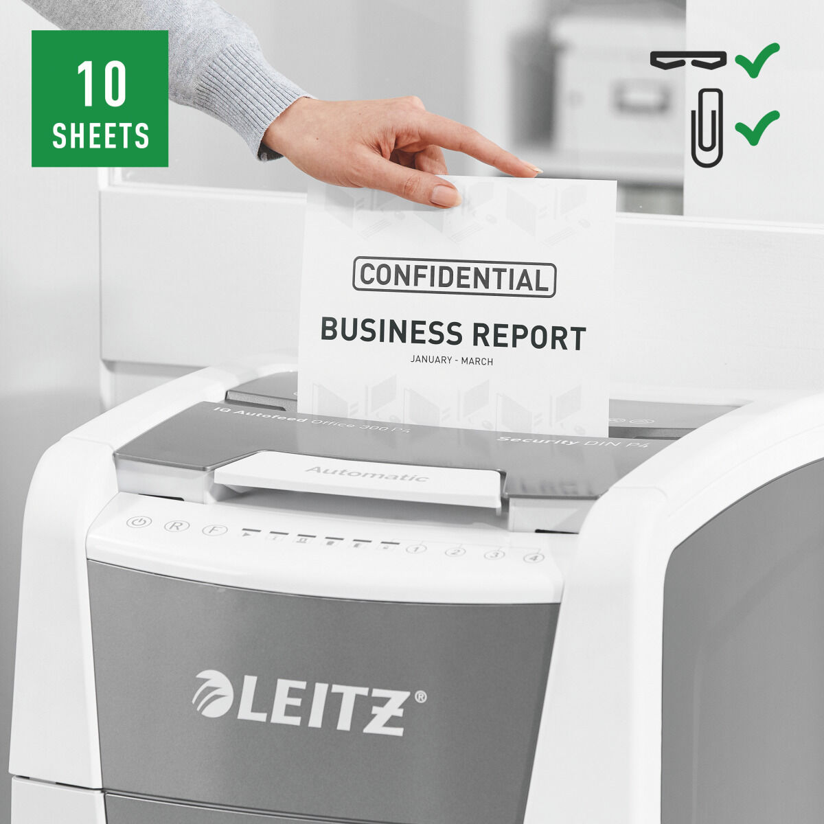 Afbeeldingen van Paper Shredder Leitz IQ 300 Autofeed P4 60 L