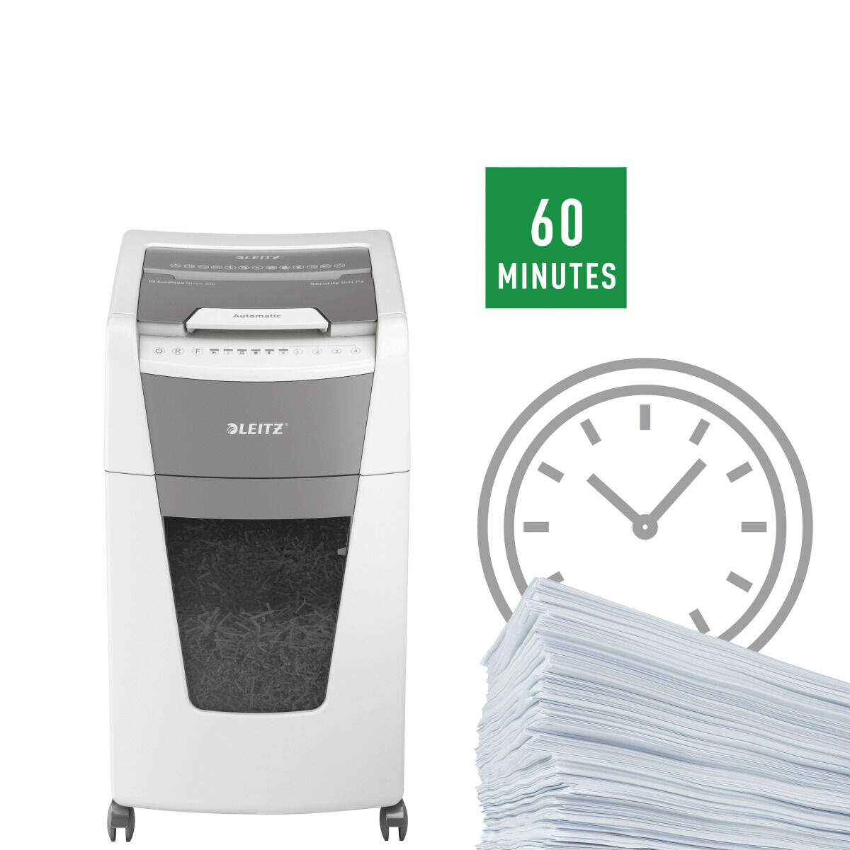 Afbeeldingen van Paper Shredder Leitz IQ 300 Autofeed P4 60 L