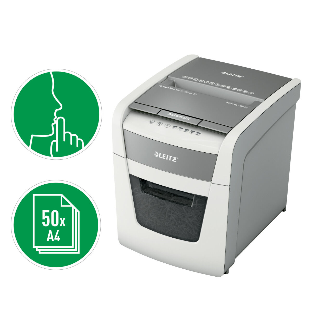 Afbeeldingen van Paper Shredder Leitz IQ Autofeed 50X P4 20 L