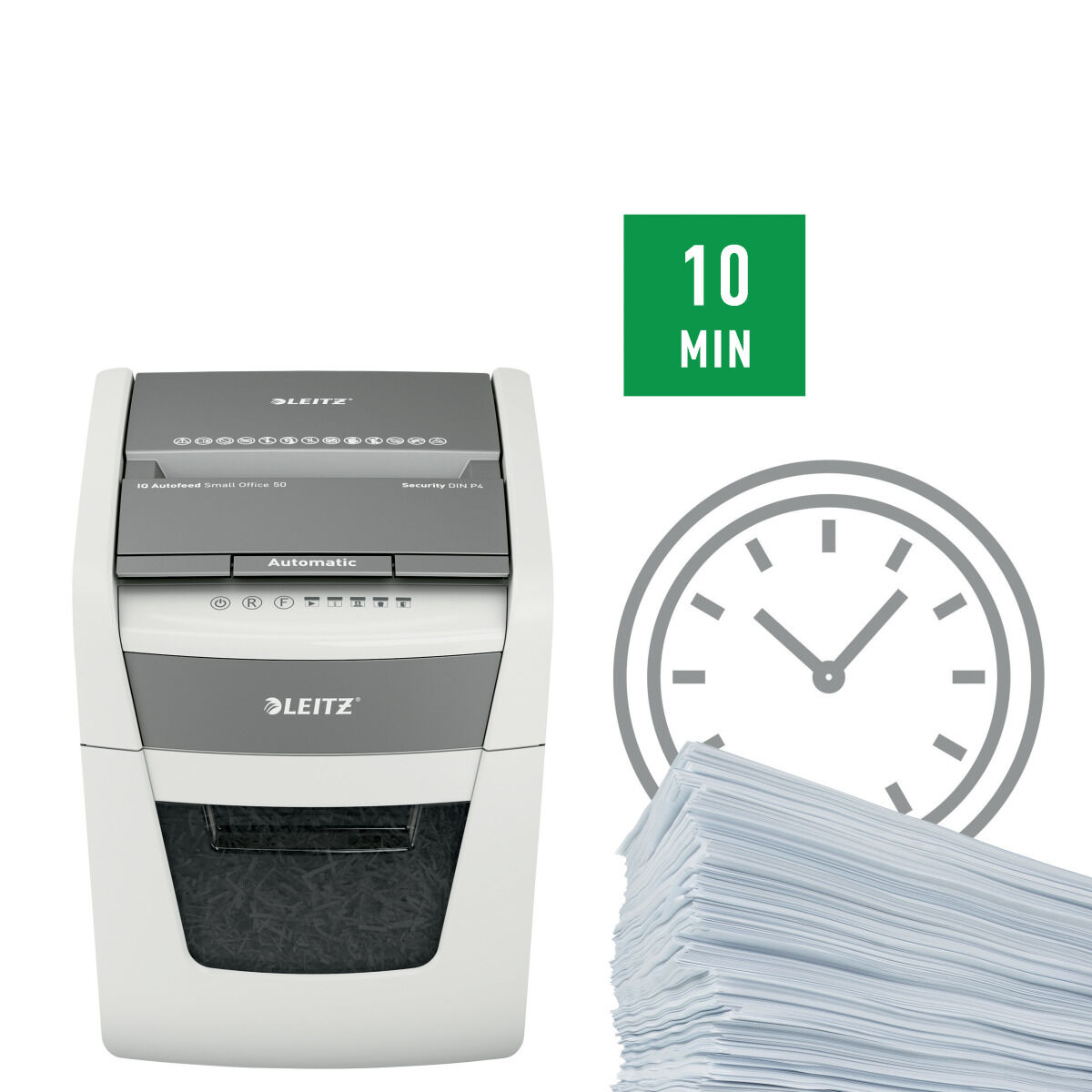 Afbeeldingen van Paper Shredder Leitz IQ Autofeed 50X P4 20 L