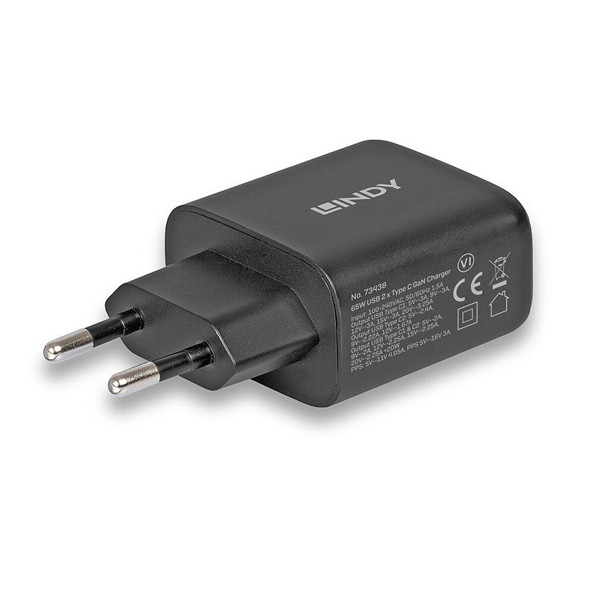 Afbeeldingen van Wall Charger LINDY 73438 Black 65 W