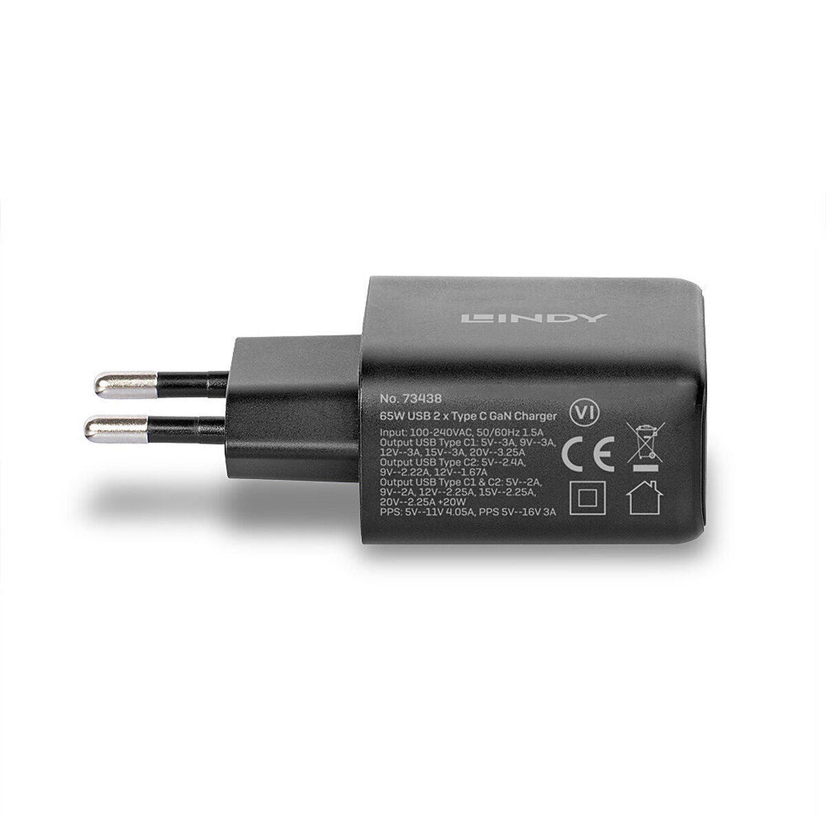 Afbeeldingen van Wall Charger LINDY 73438 Black 65 W