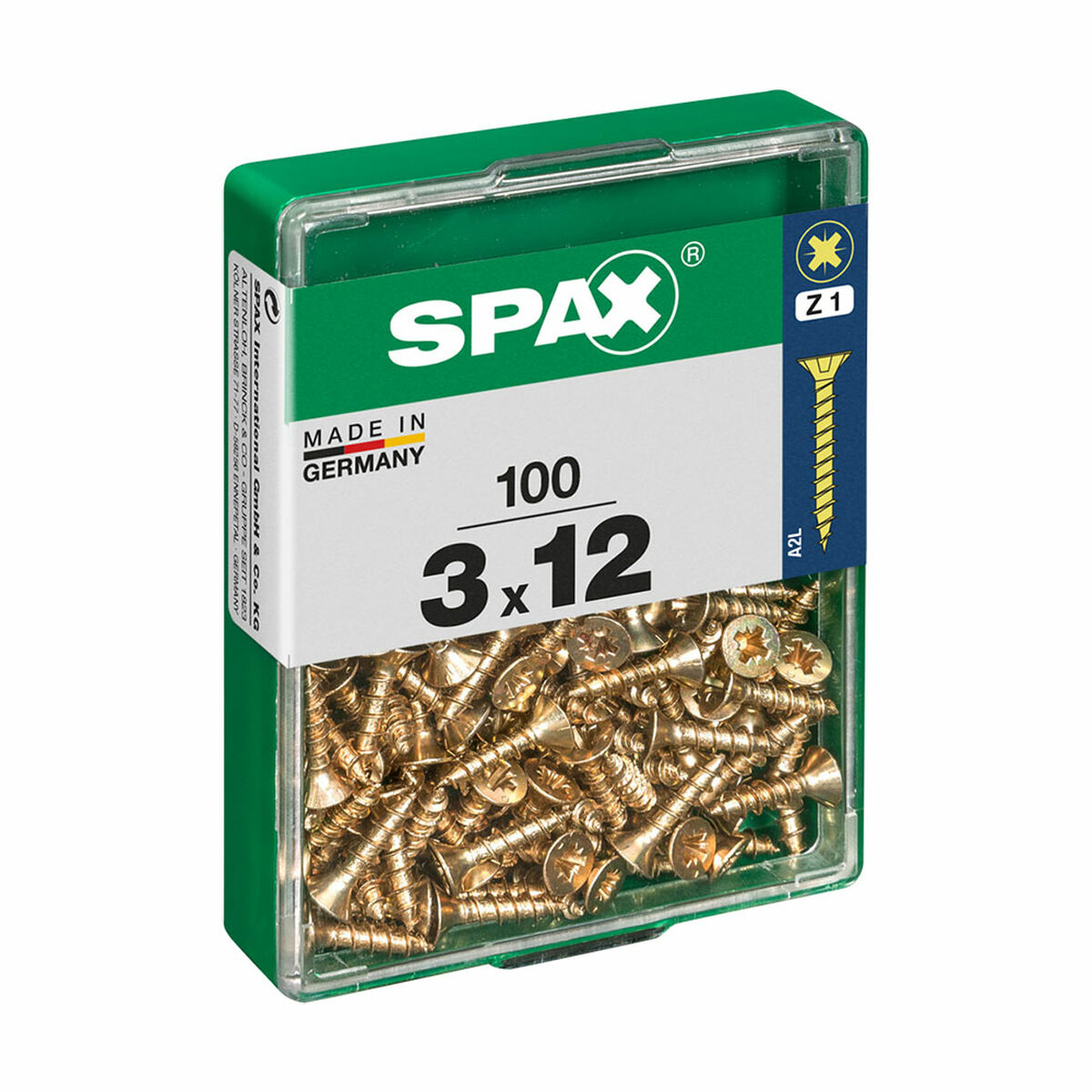 Screw Box SPAX Yellox Wood Flat head 100 Pieces (3 x 12 mm)