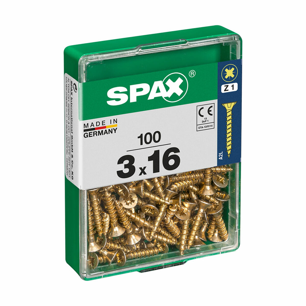 Screw Box SPAX Yellox Wood Flat head 100 Pieces (3 x 16 mm)