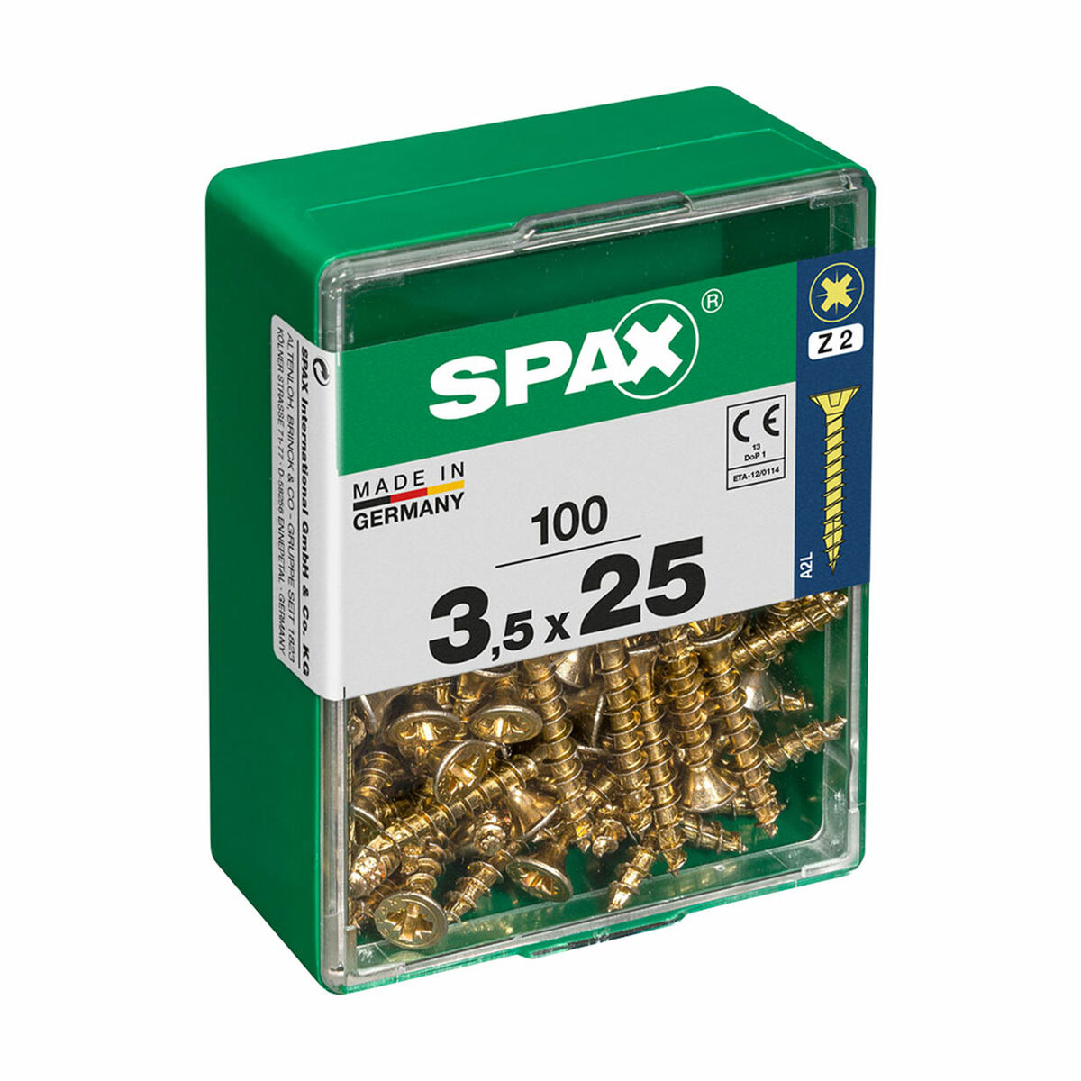 Screw Box SPAX Yellox Wood Flat head 100 Pieces (3,5 x 25 mm)