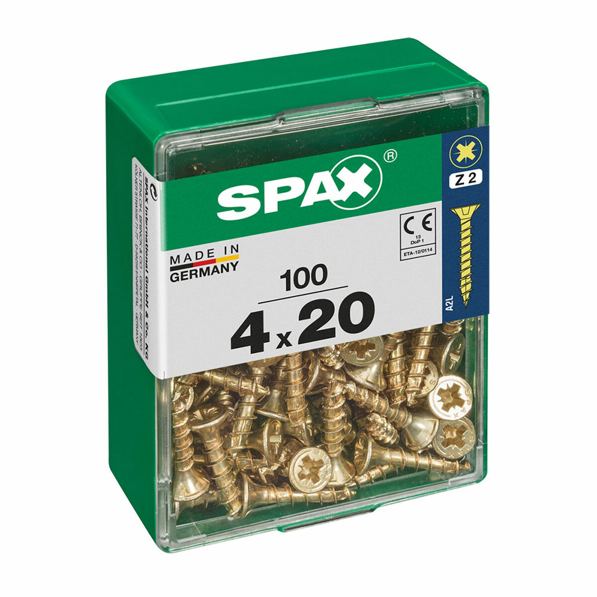 Screw Box SPAX Yellox Wood Flat head 100 Pieces (4 x 20 mm)