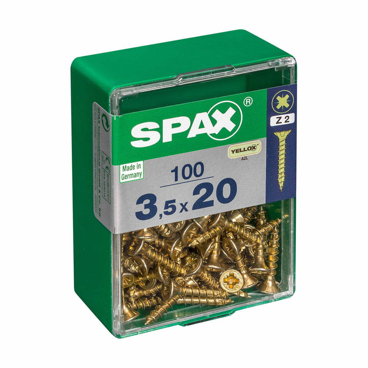 Screw Box SPAX Yellox Wood Flat head 100 Pieces (3,5 x 20 mm)