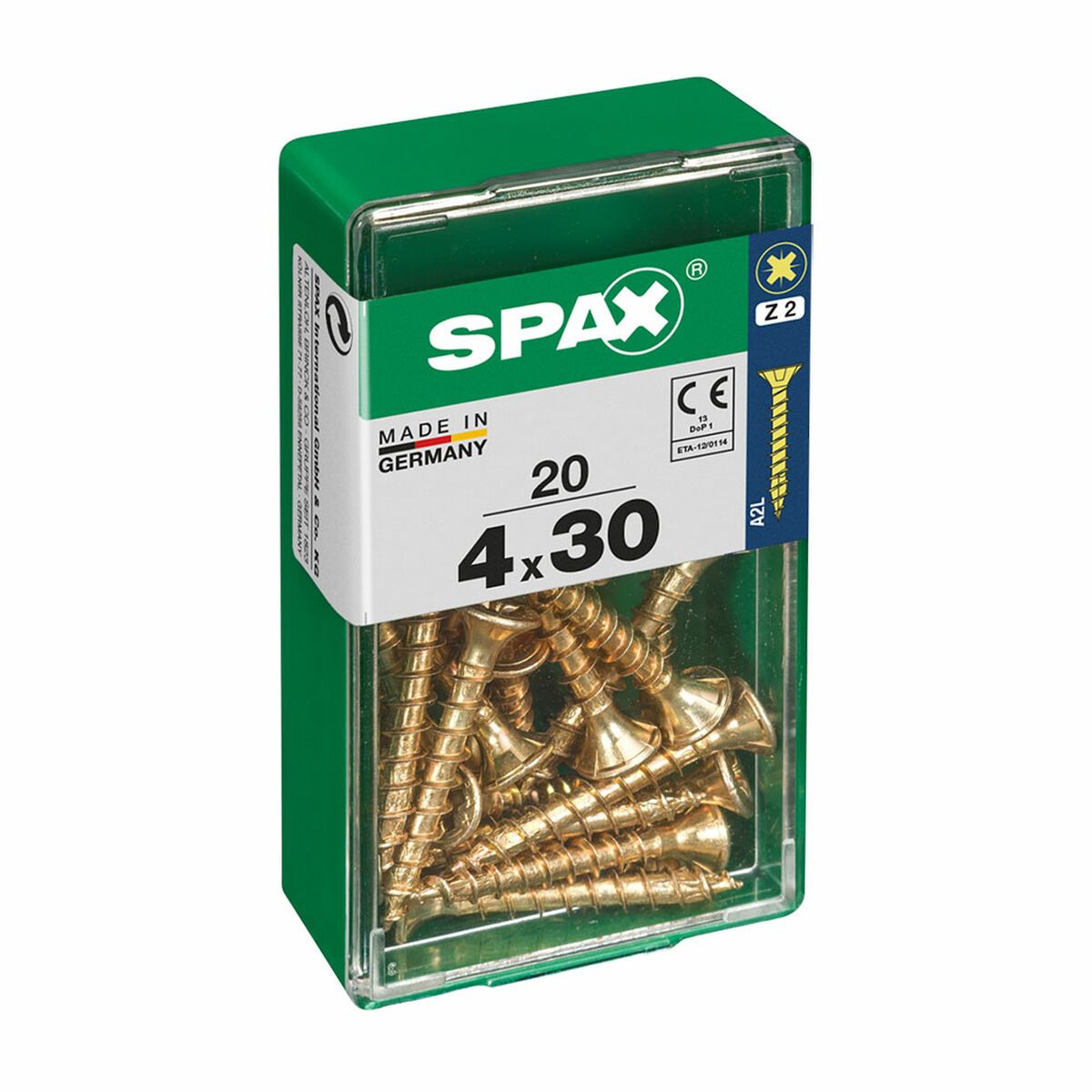 Screw Box SPAX Yellox Wood Flat head 20 Pieces (4 x 30 mm)