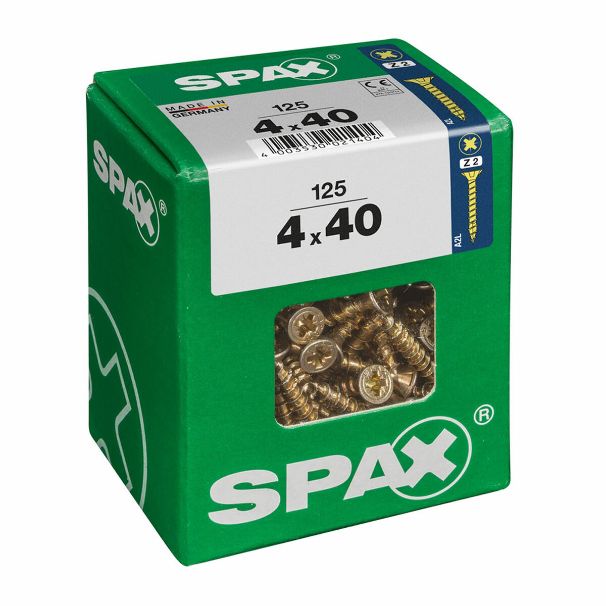 Screw Box SPAX Yellox Wood Flat head 125 Pieces (4 x 40 mm)