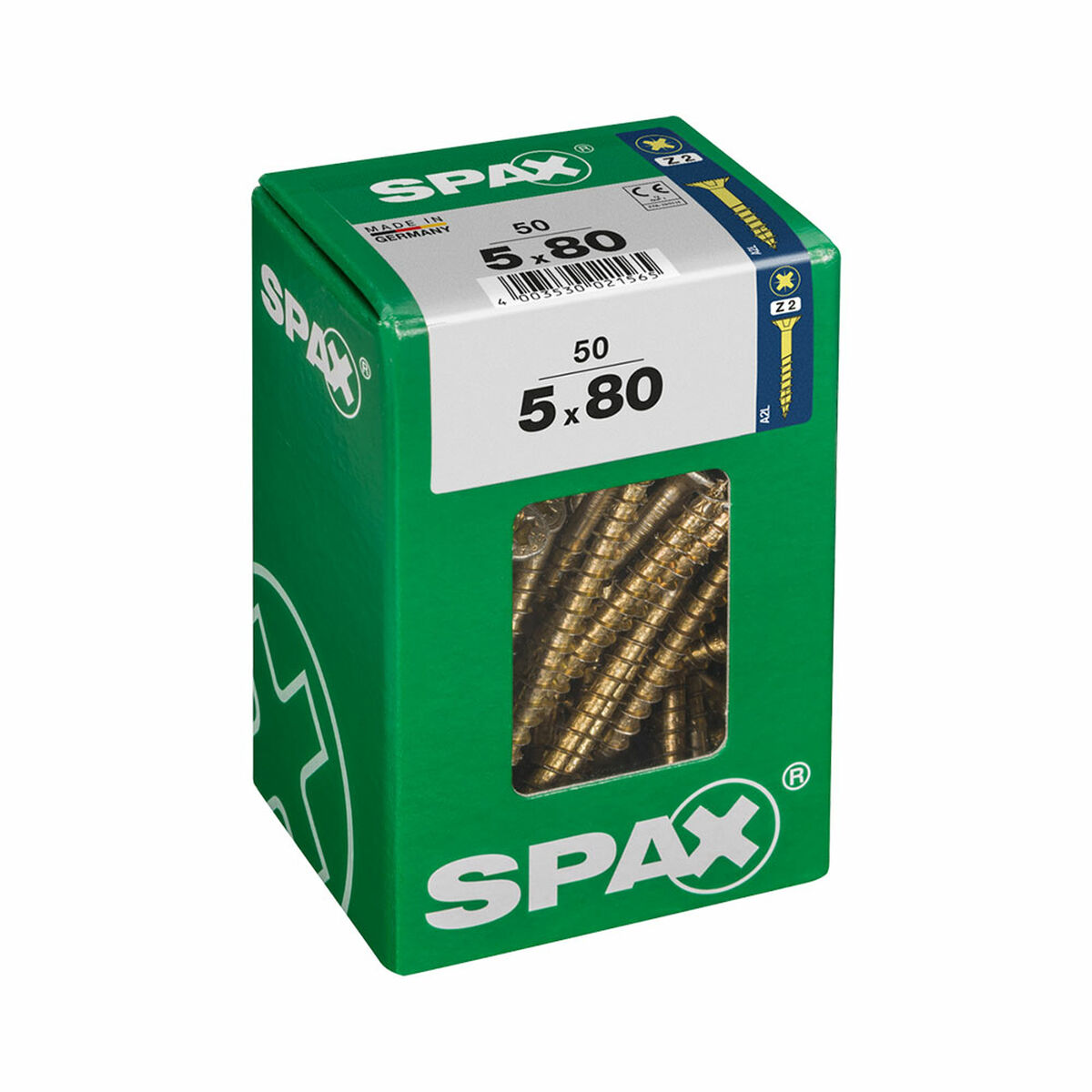 Screw Box SPAX Yellox Wood Flat head 50 Pieces (5 x 80 mm)