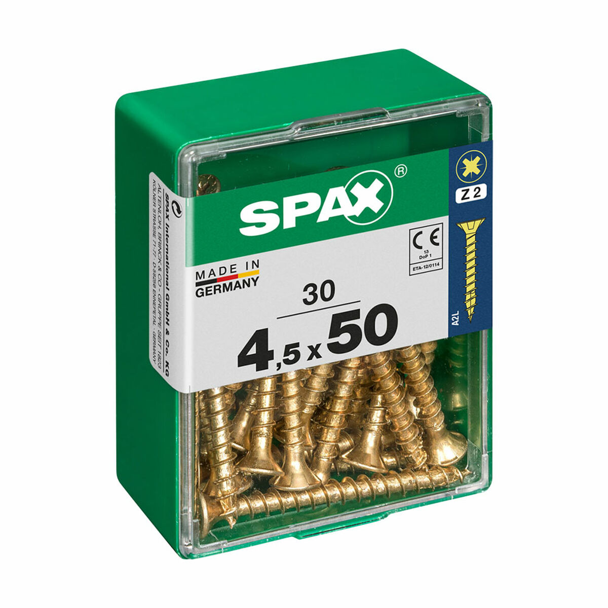 Screw Box SPAX Yellox Wood Flat head 30 pcs (4,5 x 50 mm)
