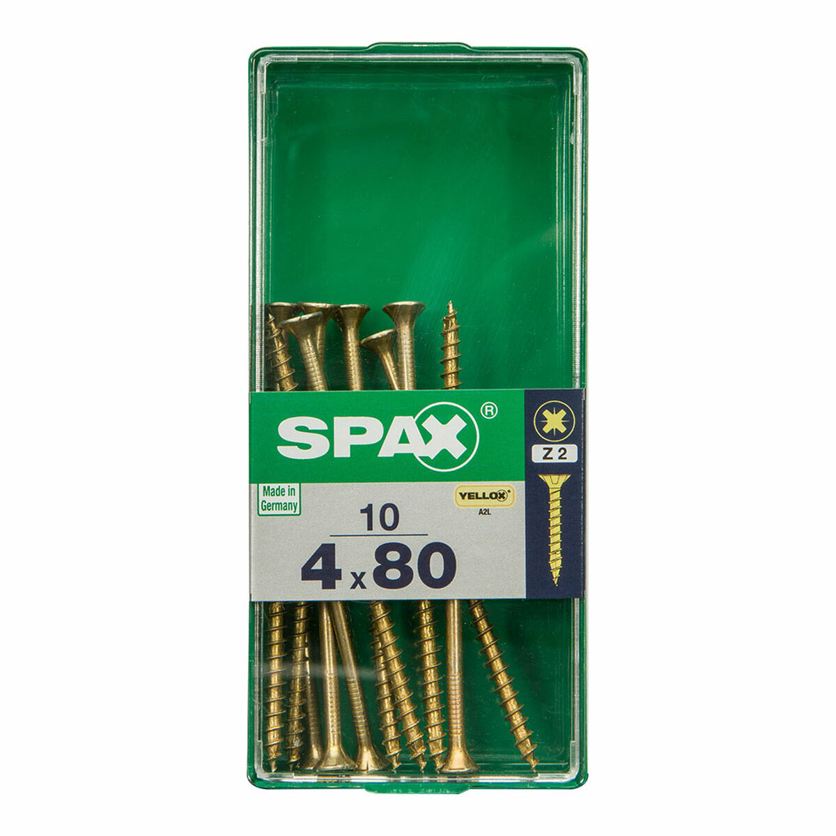 Boîte à vis SPAX 4081020400802 Vis à bois Tête plate (4 x 80 mm) (4,0 x 80 mm)