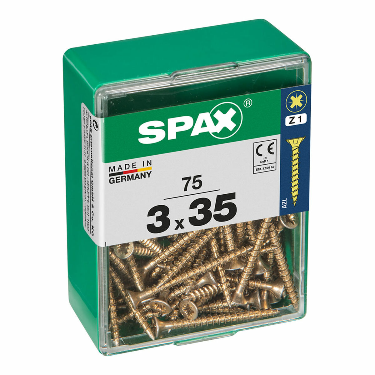 Screw Box SPAX Yellox Wood Flat head 75 Pieces (3 x 35 mm)