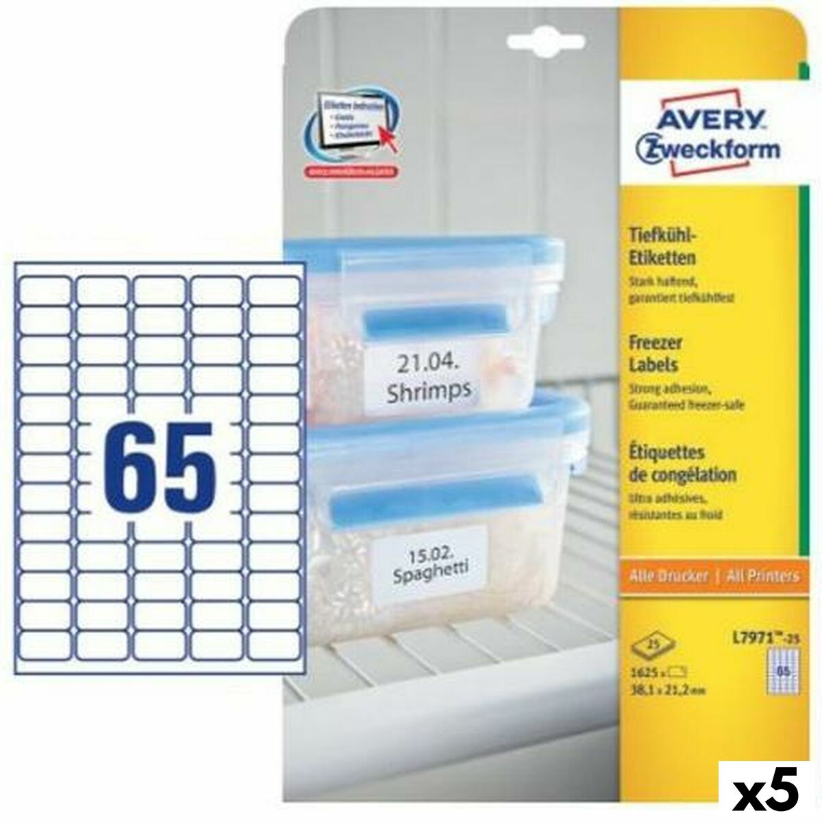 Etiquettes pour Imprimante Avery L7971 38,1 x 21,1 mm Blanc 25 Volets (5 Unités)