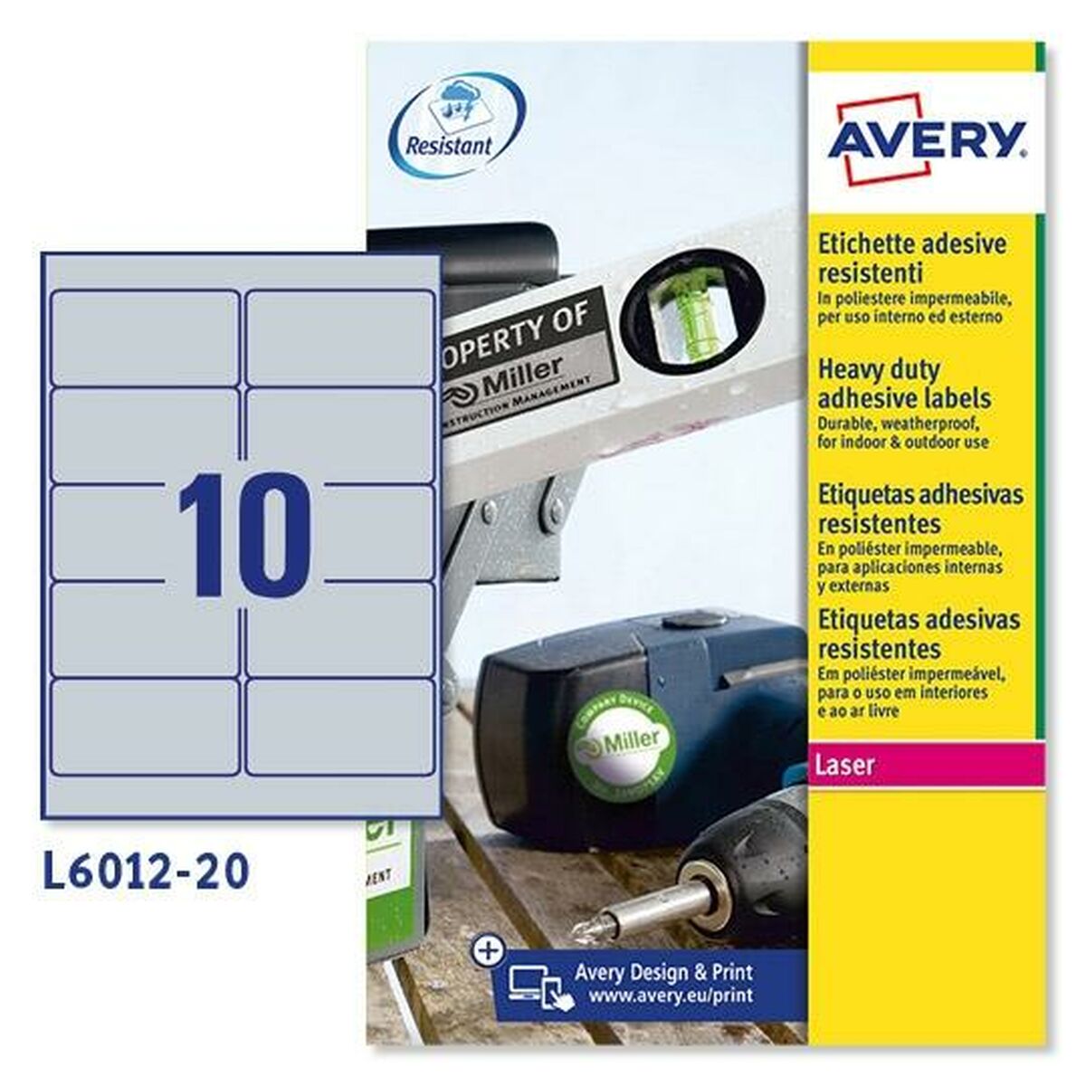Afbeeldingen van Printer Labels Avery Silver 20 Sheets 96 x 50,8 mm (5 Units)