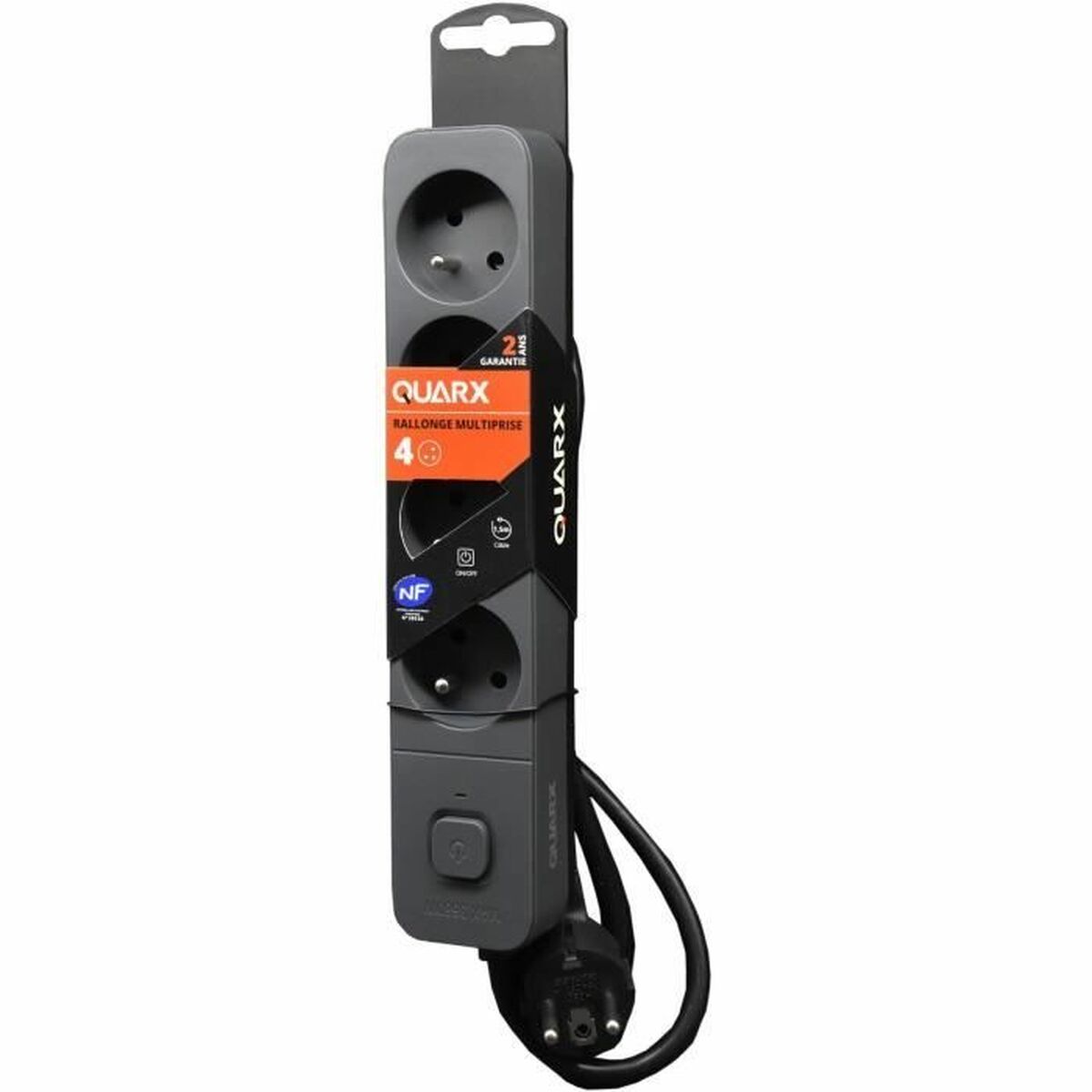 Afbeeldingen van 4-socket plugboard with power switch QUARX (1,5 m)