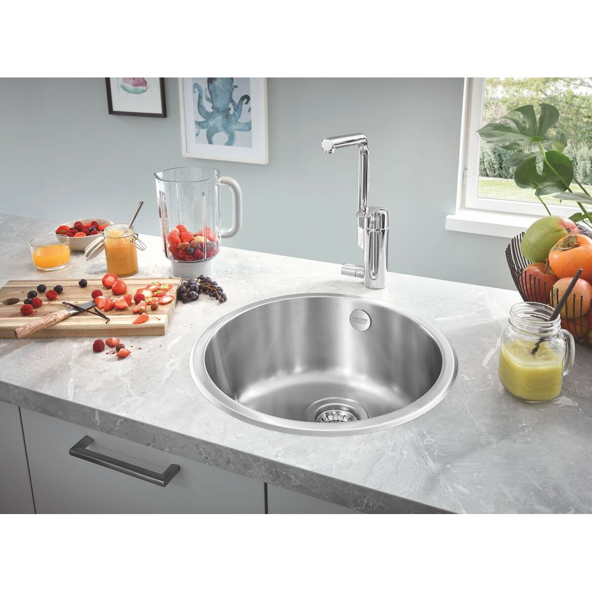 Wastafel met Eén Spoelbak Grohe K200 Grijs