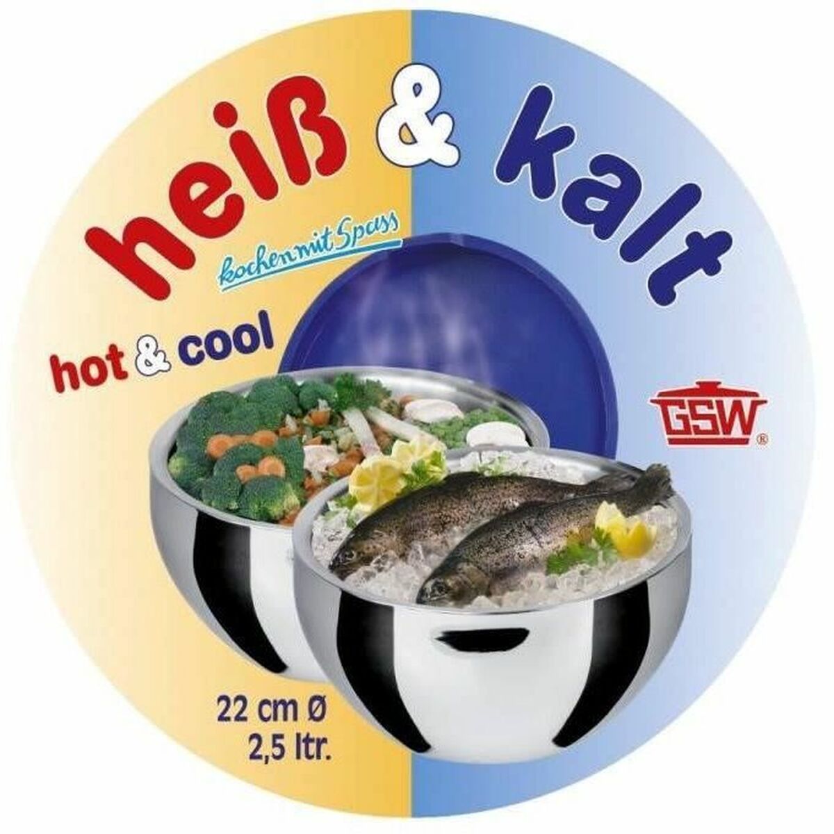 Saladekom GSW GSW 30 cm 5,5 L Zilverkleurig Roestvrij staal Thermisch
