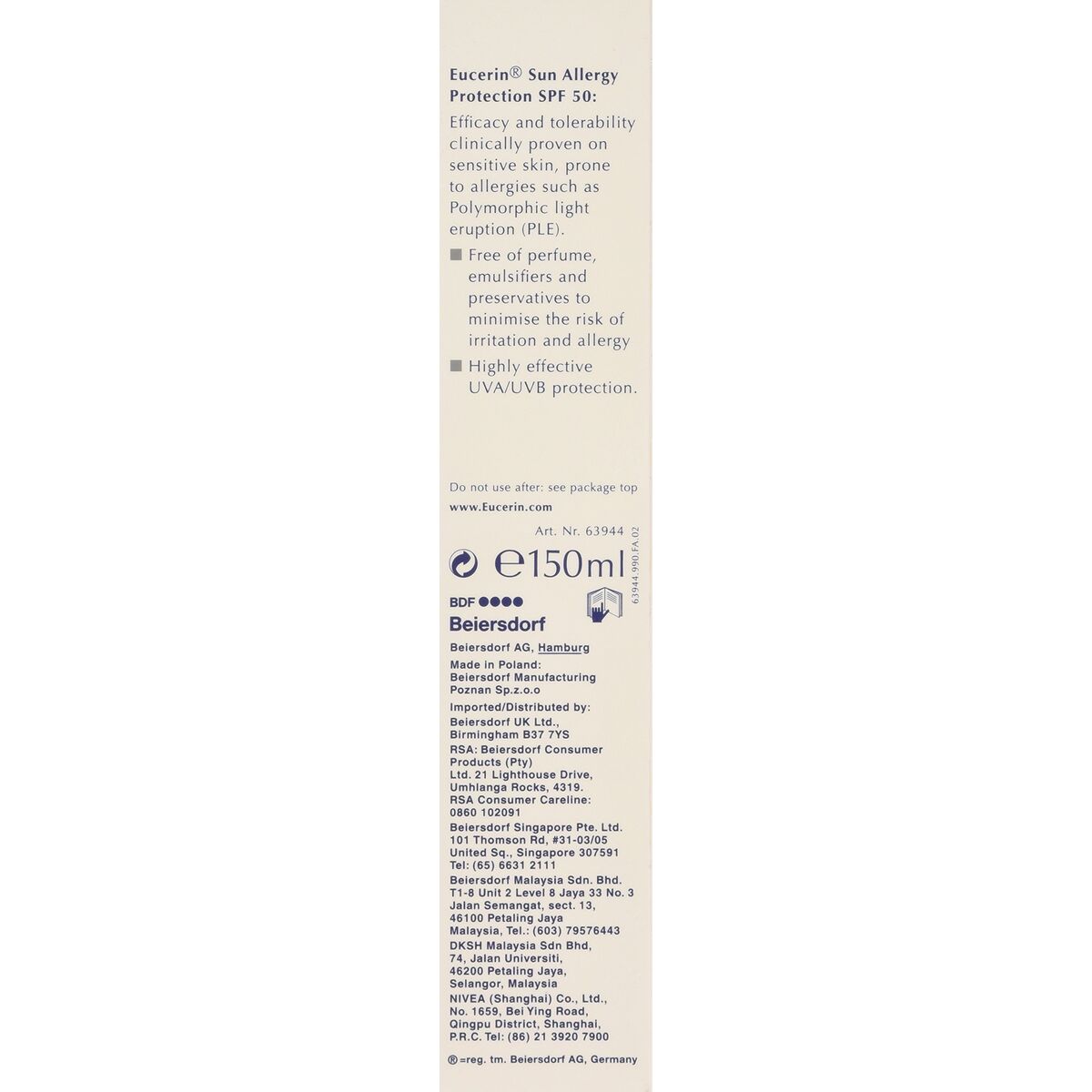 Gezichtszonnecrème Eucerin 3856515 Transparant Spf 50