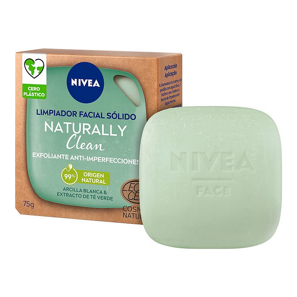 Nettoyant visage Naturally Clean Nivea Solide Exfoliant Anti-imperfections (75 g)