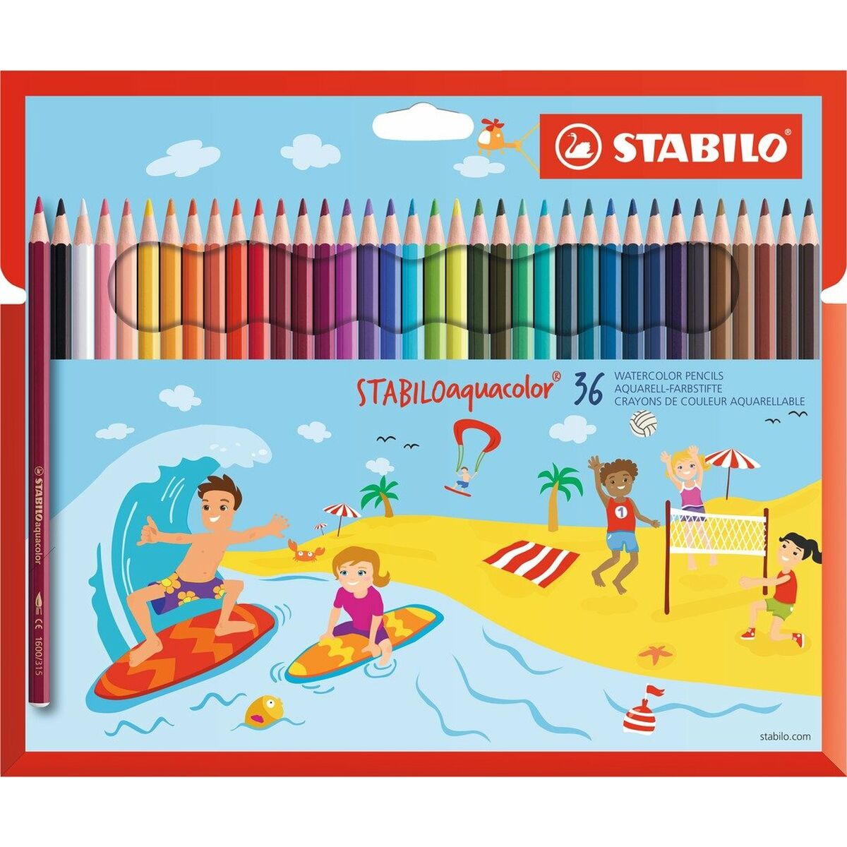 crayons de couleurs pour aquarelle Stabilo Aquacolor Multicouleur 36 Pièces