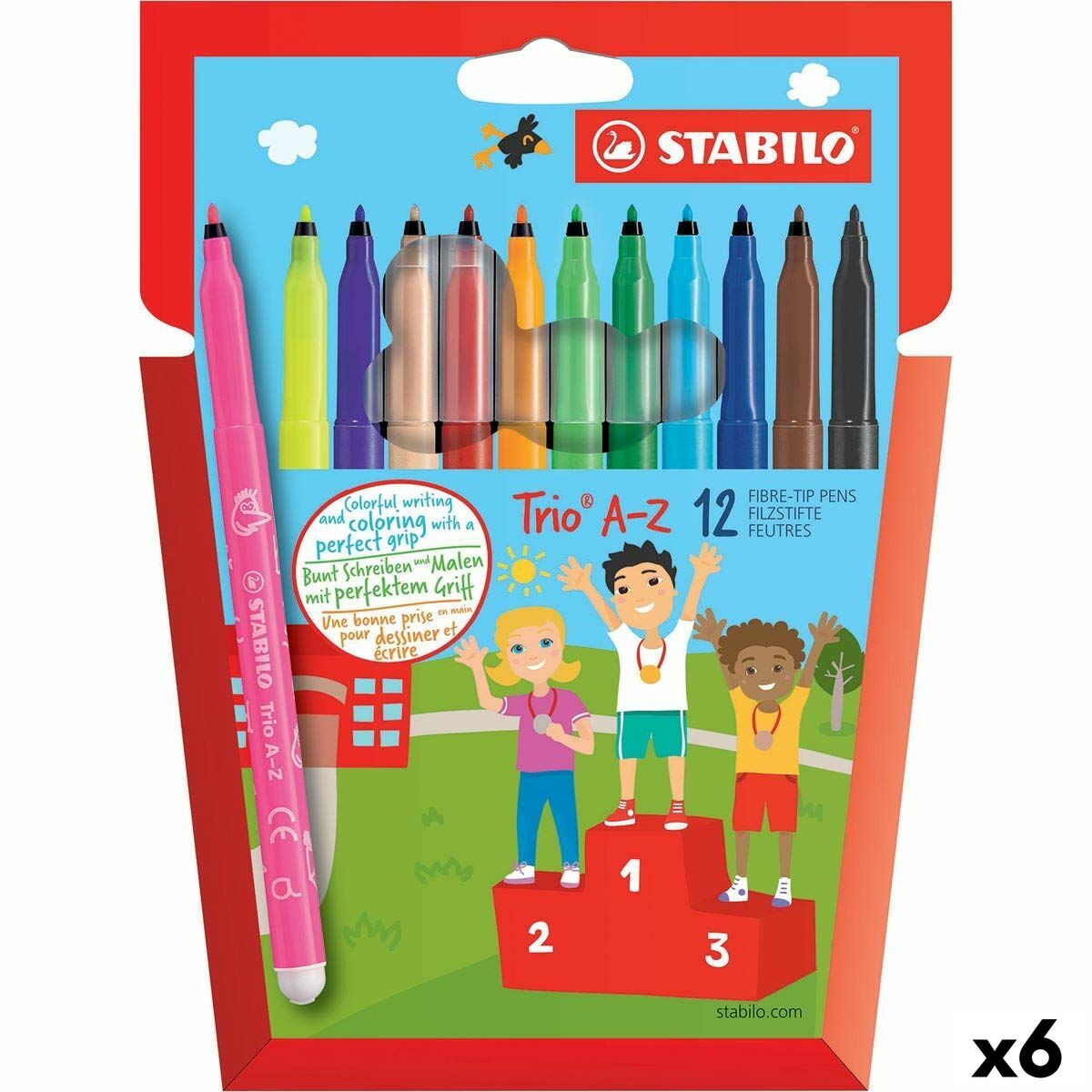 Σετ Μαρκαδόροι Stabilo Trio AZ Πολύχρωμο (x6)