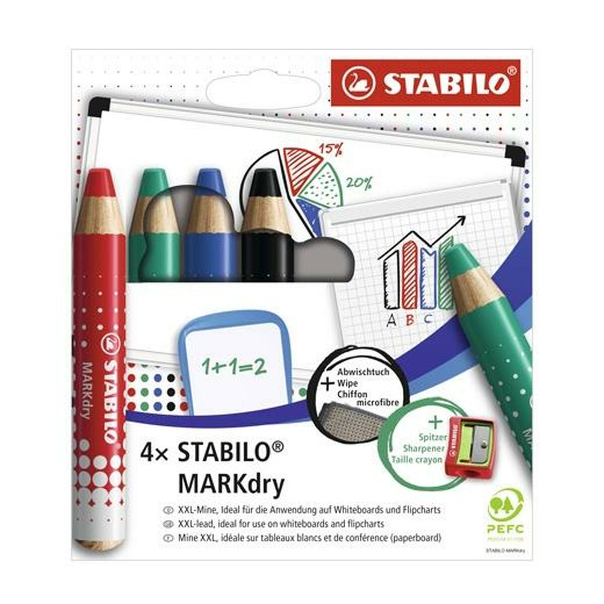 Set de Marcadores Stabilo Markdry Multicolor 4 Piezas