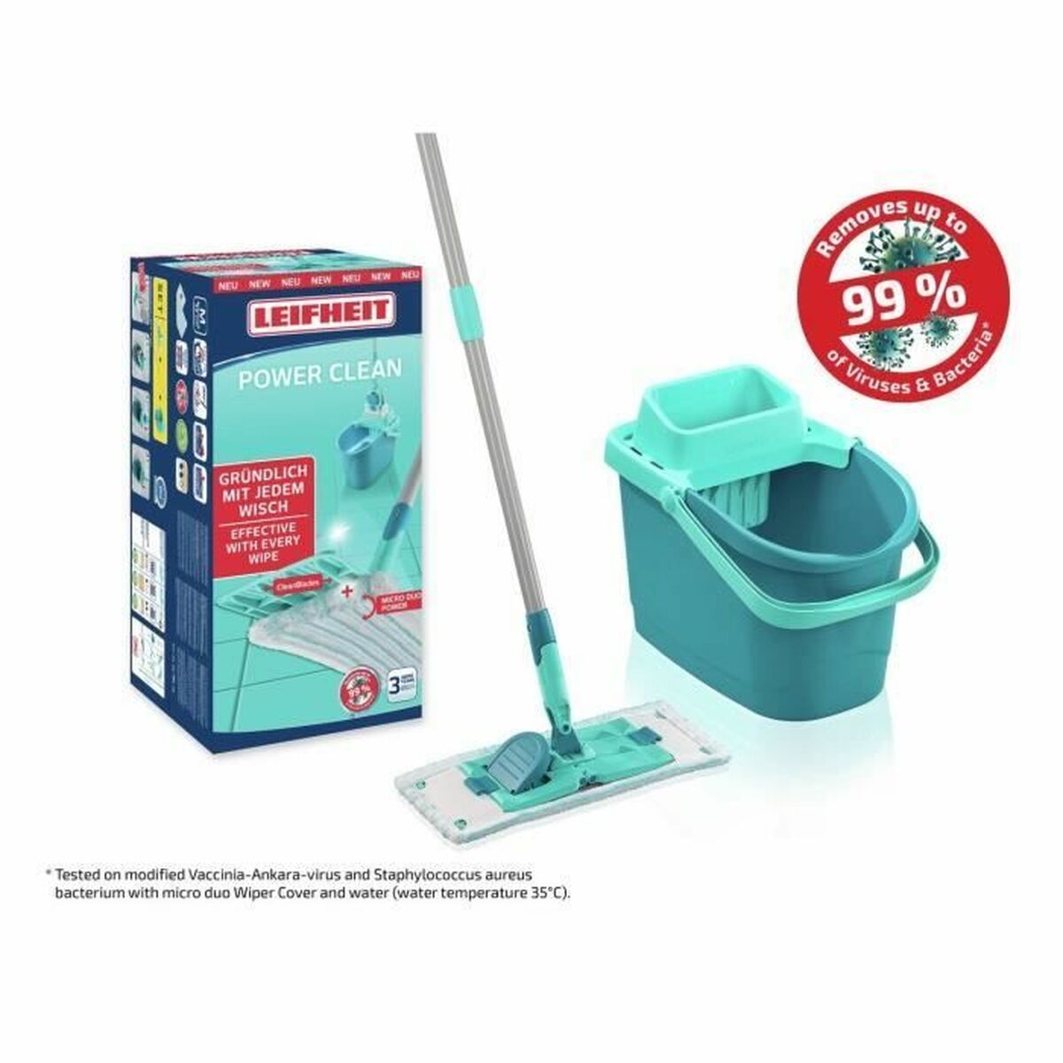 Mop with Bucket Leifheit PowerClean Turkoois