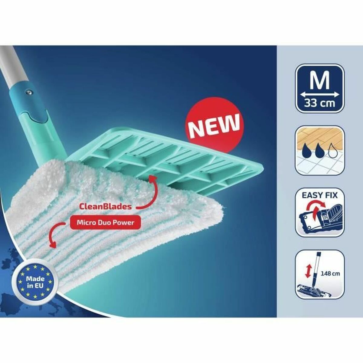 Mop with Bucket Leifheit PowerClean Turkoois
