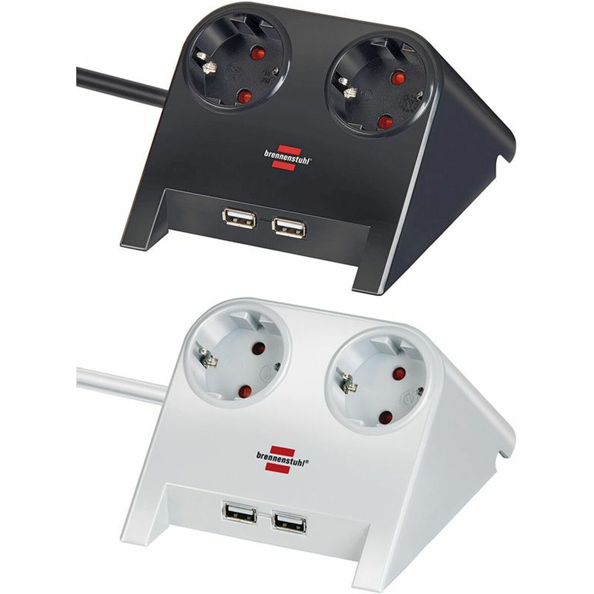 Image secondaire de Rallonge 2 prises Schuko sans interrupteur Brennenstuhl 1153520222 3600 W USB x 2 Bureau (1,8 m)