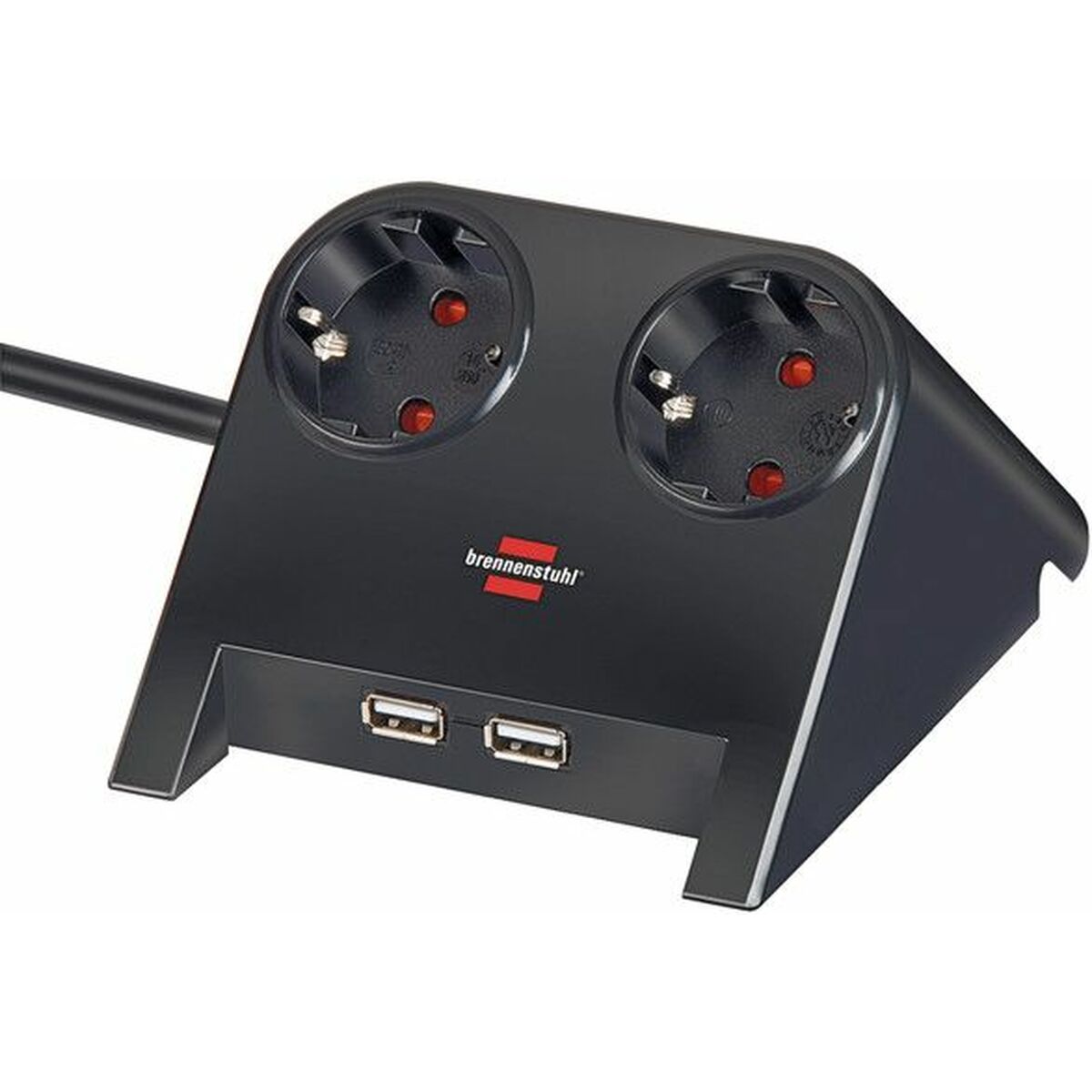 Afbeeldingen van 2-socket plugboard without power switch Brennenstuhl 1153520222 3600 W USB x 2 Tablecloth (1,8 m)