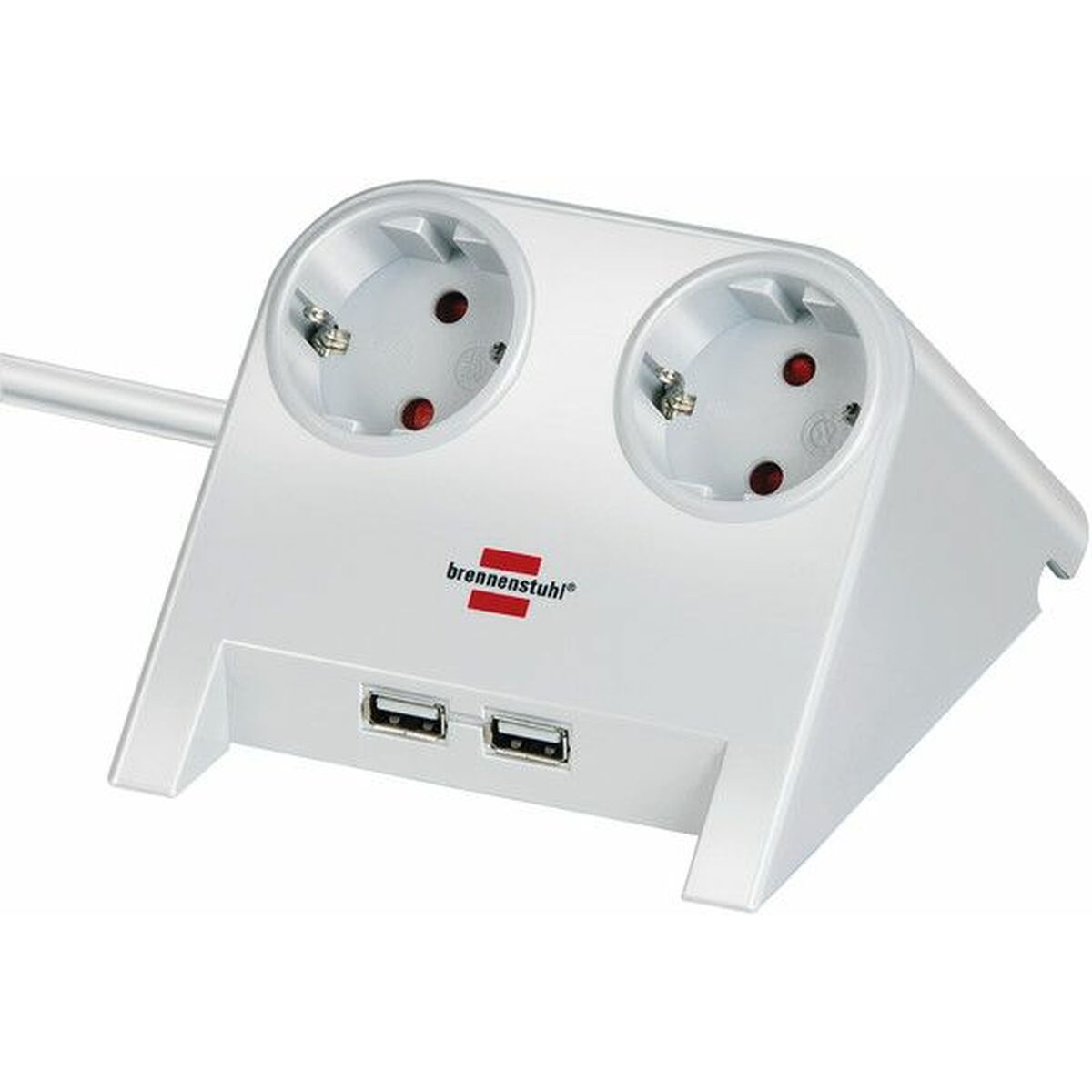 Afbeeldingen van 2-socket plugboard without power switch Brennenstuhl 1153520222 3600 W USB x 2 Tablecloth (1,8 m)